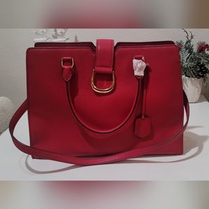 Red Ralph Lauren Large Kenton Leather Tote